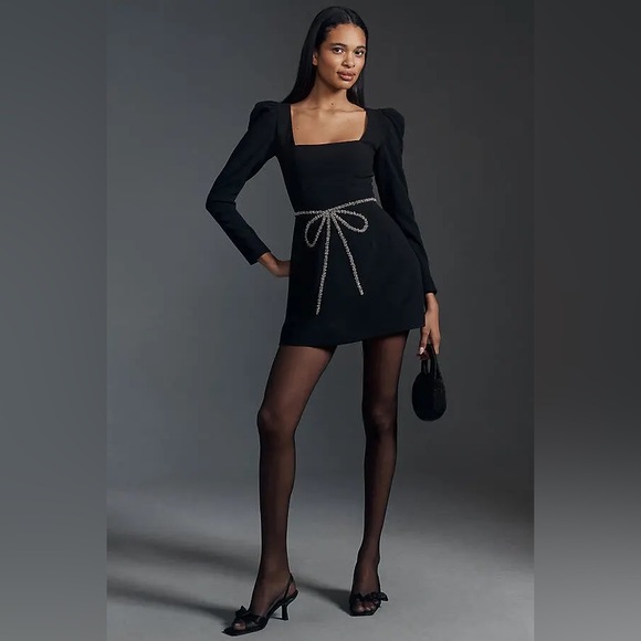 HELSI Crystal Bow Mini Dress in Black with Silver Accents Size XS NWT - Picture 2 of 7